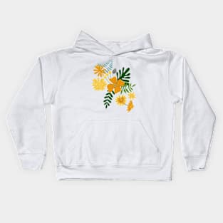 Botanical Pattern Orange, Yellow, Green, White Kids Hoodie